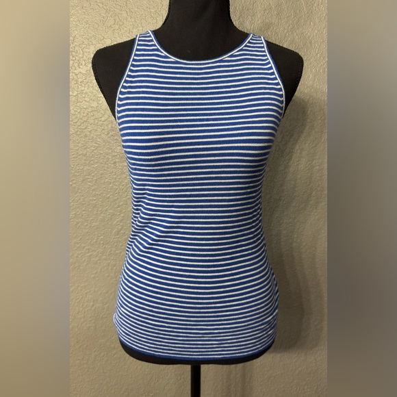 Banana Republic Blue White Knit Tank Top Womens Size Small - Picture 6 of 6
